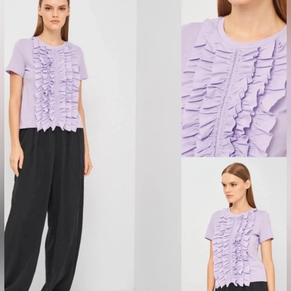 Zara Ruffle Front T Shirt - Picture 6 of 8